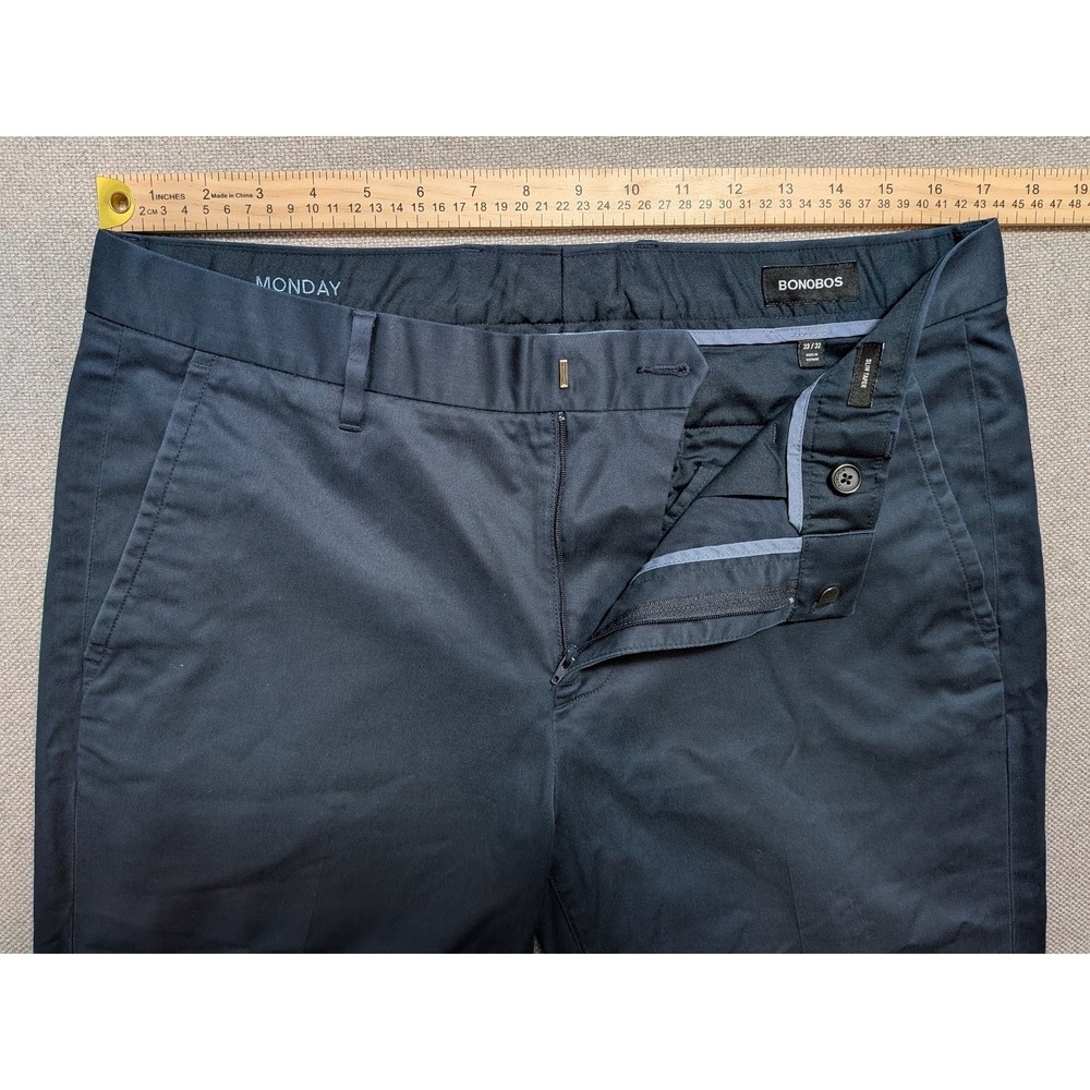 Bonobos Monday Mens Pants Navy 33x32 Weekday Warrior Slim Taper Chino Stretch - Picture 4 of 13